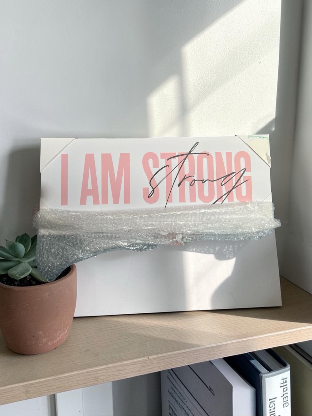 I AM STRONG Pink Motivational Wall Art